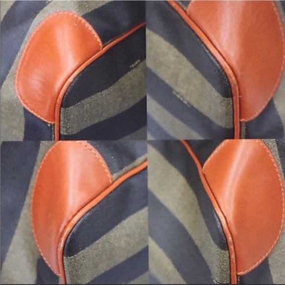 EUC Fendi Pequin Pecan Striped Bandolier Boston Travel Bag - Picture 4 of 8